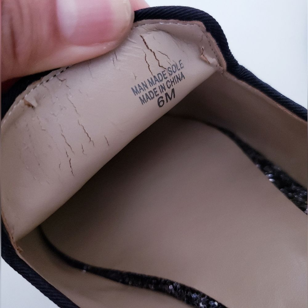 Ann Taylor Metallic Glitter Pom Pom Silver Black Mules - Picture 10 of 11